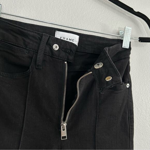 Frame Le Super High Jeans Straight Leg Exposed Zip Black Size 24 Rare - Picture 7 of 13